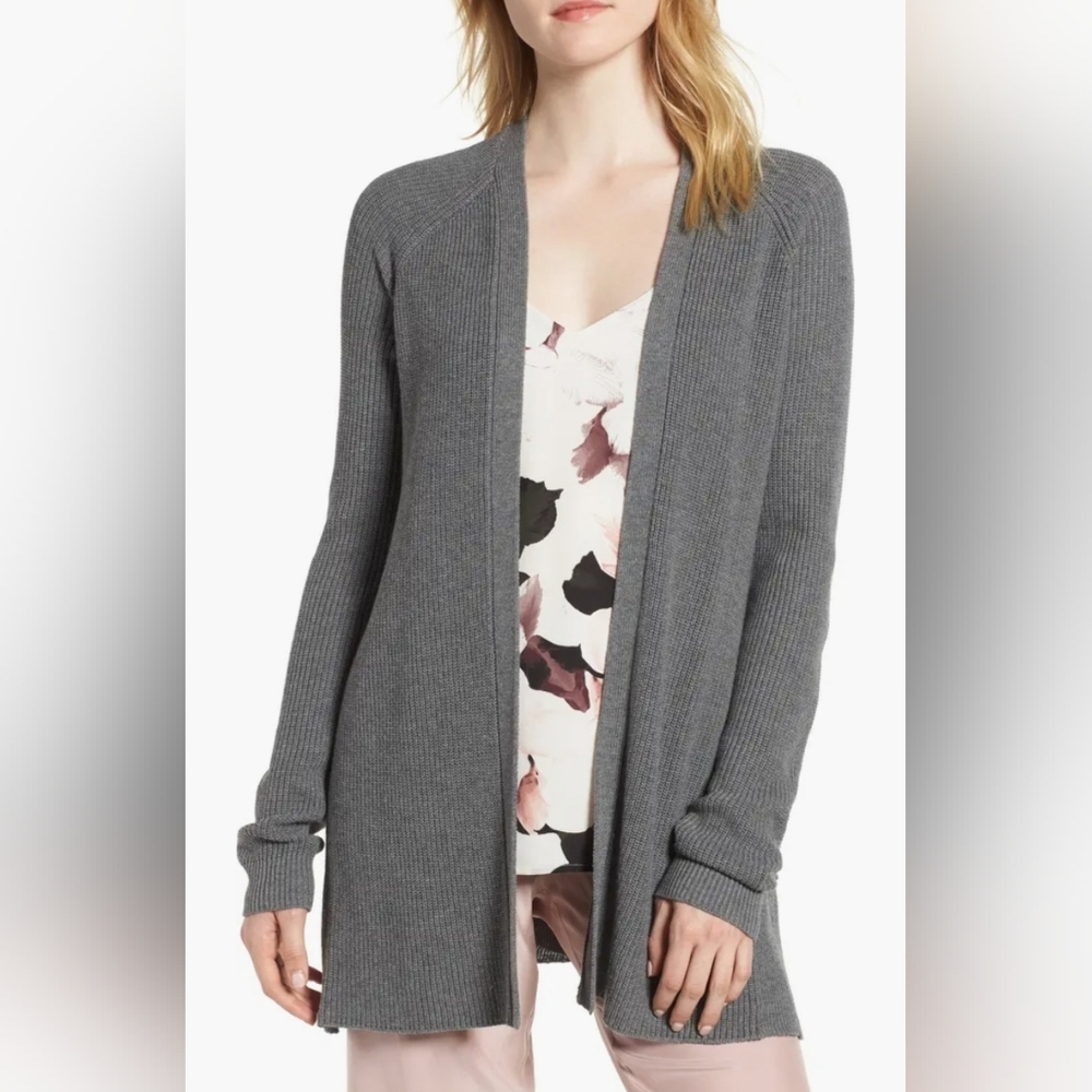 Chelsea28 Gray Ruffle Cardigan - Picture 2 of 8